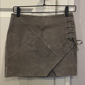 Blank NYC Asymmetrical Gray Lace-Up Skirt